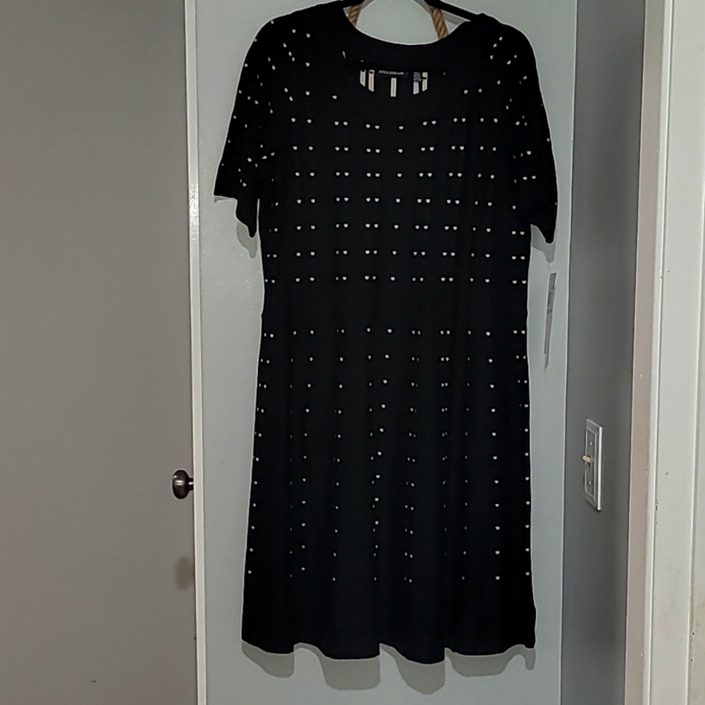 Short sleeved dress new black and beige